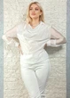 Блуза з драпірованим overlay-шаром біла Top Win S-L 14-401 - изображение 4