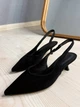 Туфли женские Meideli 2051-37 slingback замшевые лодочки с перфорацией 36 черные - изображение 1