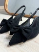 Туфли женские Meideli 2051-12 slingback лодочки с бантом на каблуке 36 черные - изображение 6
