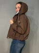 Куртка женская YZY 30281 ветровка с капюшоном оверсайз one size коричневая - изображение 7