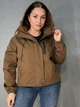 Куртка женская YZY 30128 ветровка оверсайз с капюшоном на подкладке one size коричневая - изображение 5