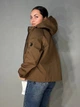 Куртка женская YZY 30128 ветровка оверсайз с капюшоном на подкладке one size коричневая - изображение 6