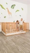 Детская деревянная кровать-манеж от Busy Wood «Оазис» с высокими бортиками, 190×90 см, Натуральное дерево+Белый - изображение 1