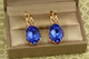 Серьги Xuping Jewelry Гранд с синим камнем 3,1 см золотистые - изображение 3