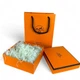 Комплект подарочный пакет Hermes и коробка Hermes, размер 145х145 мм, оранжевый цвет, стильный набор для подарков - изображение 1