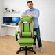 Геймерське крісло ThroneX PVC 004 з масажною подушкою, підніжкою, до 130 кг, салатове з бежевим - зображення 7