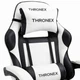 Геймерское кресло ThroneX PVC 002 с массажной подушкой, подножкой, до 130 кг, белое с черным - изображение 2