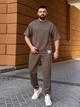 Костюм мужской легкий штаны+футболка кофейного цвета 37290 XL - изображение 4