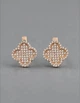 Серебряные серьги 925 пробы в стиле Van Cleef (Ван Клиф) клевер с белыми камушками (ЛПЧ-4021б) - изображение 1