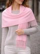 Жіноча шаль Cashmere з бахромою 200*35см рожева - зображення 2