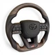 Анатомічне кермо з подушкою зі шкіри для Toyota Land Cruiser 200, Prado 150. GR. Без підігріву. Коричневе дерево. Чорний логотип. - зображення 2
