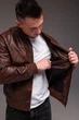 Чоловіча куртка - бомбер шкіряний коричневий 2XL 2410 - зображення 3