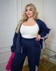 Костюм спортивний без капюшона з лампасами великого розміру 54-56 Темно синій - зображення 4