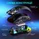 Безшумна Бездротова (2.4G, Bluetooth) HXSJ T90 Pro Біла Ігрова Мишка, 12000 DPI, Док-станція, RGB підсвітка та 650 mAh акумулятор - зображення 3
