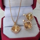 Серебряное колье 925 пробы в стиле Van Cleef Ван Клиф клевер в позолоте с алмазной гравировкой (СТ-805кгрп) - изображение 4