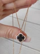 Серебряное колье в стиле Van Cleef Ван Клиф клевер в позолоте с Ониксом (СТ-805конп) - изображение 2