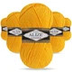 Упаковка Alize Lana Gold, Жовтий №216, 5шт - 100 г / 240 м, напіввовняна пряжа середньої товщини для в'язання, упаковка 5 мотків - зображення 1
