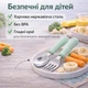 Набір дитячих столових приборів Комплект ложка + виделка для дітей з контейнером для зберігання Зелений - изображение 6