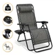 Кресло шезлонг для релакса LEOBRO на 120 кг Zero Gravity Grey (LB-ZGC-F1-GRY) - изображение 1