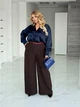 Широкие женские брюки палаццо Fashion 46/48 шоколадный - изображение 1