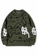 Темно-зелений светр з принтом котиків у стилі Ripndip S - зображення 1