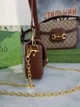 Сумка женская Gucci Horsebit 1955 коричневая Гуччи mini size (002) - изображение 4