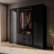 Гардеробна / шафа для одягу Perfect Home Келлі / Kelly 4DRM 4-дверна з центральними прозорими дверцятами та реєю Чорний (PFH-091895) - зображення 1