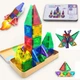 Різнокольорові Магнітні Міні-Блоки Magnetic Blocks Tiles 40 деталей 3D Магнітний Конструктор Дитячий для Хлопчиків та Дівчаток Розвиваючий Ігровий Набір для Подорожей у Металевому Боксі - изображение 8