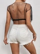 Кроп-топ сітка зі стразами та бахромою Honey Fashion Accessories S/M чорний (10-54) - зображення 3