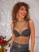 Прозорий топ майка у сіточку зі стразами Honey Fashion Accessories S/M чорний (10-53) - зображення 3