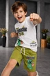 Детский летний комплект Minecraft (футболка + шорты) для мальчика 98-104 см бело-оливковый - изображение 1
