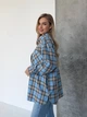 Женская фланелевая рубашка в клетку голубого цвета 37320 One Size - изображение 5