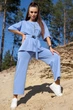 Жіночий костюм з двонитки оверсайз з укороченими брюками Seventeen S Блакитний (2000000148724) - зображення 1
