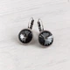 Серьги Hand Made винтажные с кристаллами Swarovski серебристо-черного оттенка Silver Night - изображение 1