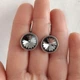 Серьги Hand Made винтажные с кристаллами Swarovski серебристо-черного оттенка Silver Night - изображение 2