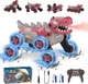 Робот динозавр A Toys 2209 трюковая машинка на радиоуправлении 8 колес с паром светом звуком и USB для музыки Красный для детей для активных гонок - изображение 1