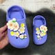 Кроксы детские ЭВА для девочки Dago Style темно-голубые (волошка) с цветами 36р (23 см) 7172 - изображение 1