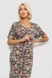 Халат жіночий на блискавці з принтом, колір мокко, 257R1030 розмір 3XL - 4XL - изображение 6