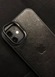 Чохол Pugach TPU (camera stand/Magsafe)+натуральна шкіра (козлик) iPhone 13/14 чорний - зображення 5