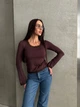 Жіноча базова кофта з мереживом Uaclothes 42-46 Коричневий (like37363-177951360) - зображення 3