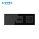 Умный проходной сенсорный диммер LIVOLO 2 сенсора (1-1) с розеткой USB Type-C 18 Вт, черный, стекло - изображение 3