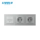Умный сенсорный диммер LIVOLO с 2 розетками, серый 2.5D, стекло, 2A 230V - изображение 2