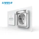 Умный сенсорный диммер с розеткой и крышкой IP44 LIVOLO 16А 230В, с заземлением, шторки, белый, стекло - изображение 1