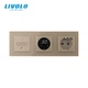 Умный проходной сенсорный диммер LIVOLO с терморегулятором и розеткой USB Type-C 18 Вт, золотой, стекло - изображение 2