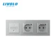 Умный сенсорный диммер LIVOLO с двумя розетками с USB Type-C 18Вт, серый матовий, стекло, 16A 230V, заземление, шторки - изображение 2