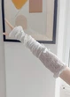 Митенки ажурные с лентами белые капроновые перчатки без пальцев One Size - изображение 4