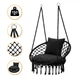 Подвесное плетеное кресло-качалка до 150 кг LEOBRO Boho Comfort XL 80 см Black (LB-1108) - изображение 1