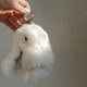 Брелок кролик пухнастий білий 15 см, хутряний брелок зайчик на сумку рюкзак ключі, стильний аксесуар - зображення 9