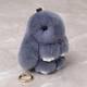 Брелок кролик пухнастий 15 см темно-сірий, хутряний брелок зайчик на сумку рюкзак ключі, стильний аксесуар - зображення 3