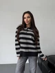 Трикотажный джемпер с мягким воротником One size Черно-белый (2501) - изображение 1